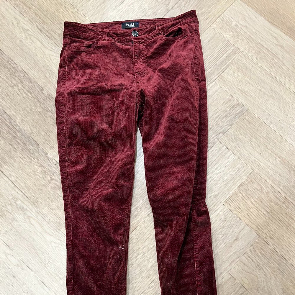 Paige Women's Corduroy Hoxton Ankle Pants Pockets Flat Front Stretch, size 30